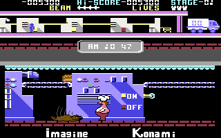 Comic Bakery (Commodore 64) screenshot: You can stun a raccoon for a couple of seconds.