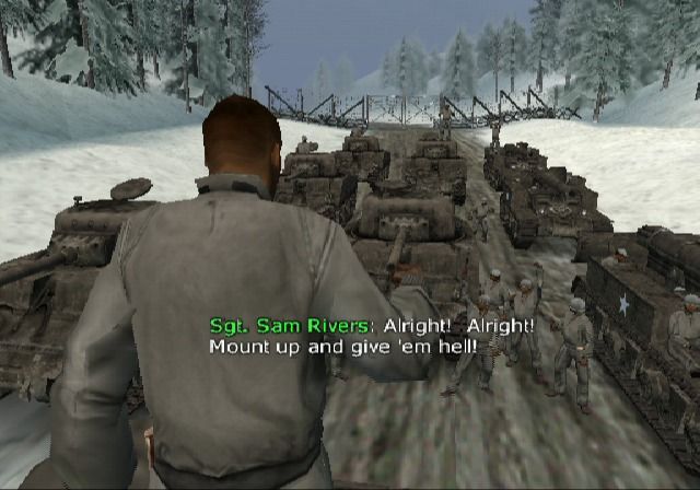 Call of Duty: Finest Hour (PlayStation 2) screenshot: The morale speech