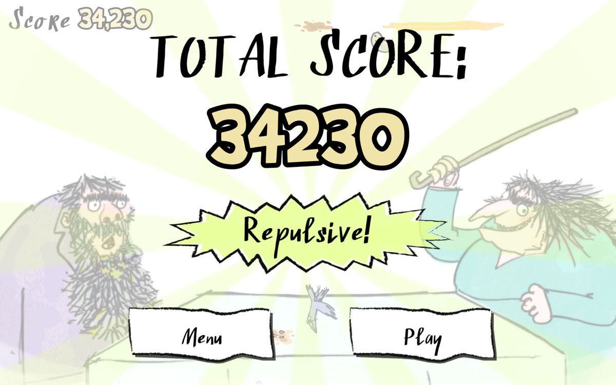 Roald Dahl's Twit or Miss (Android) screenshot: Game Over and a total score
