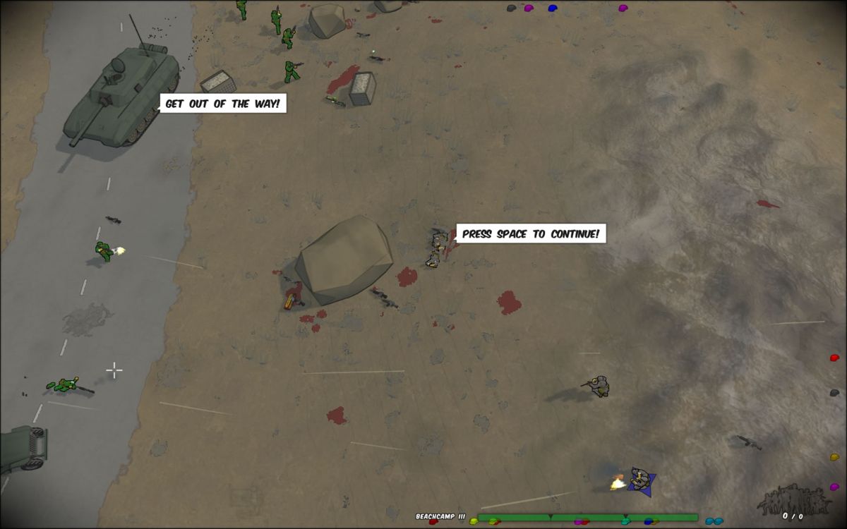 Running with Rifles (Windows) screenshot: Use rocks and trees in the environment for cover.