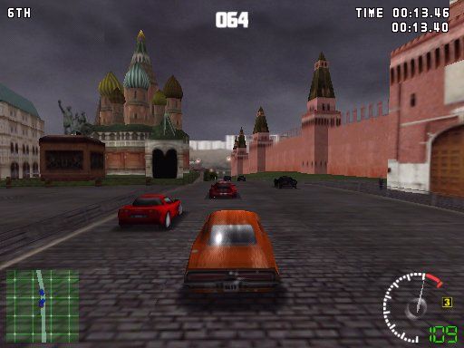 Test Drive 5 (Windows) screenshot: Racing in Moscow.