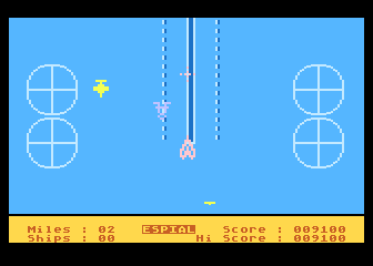 Espial (Atari 8-bit) screenshot: I've gotten farther along.