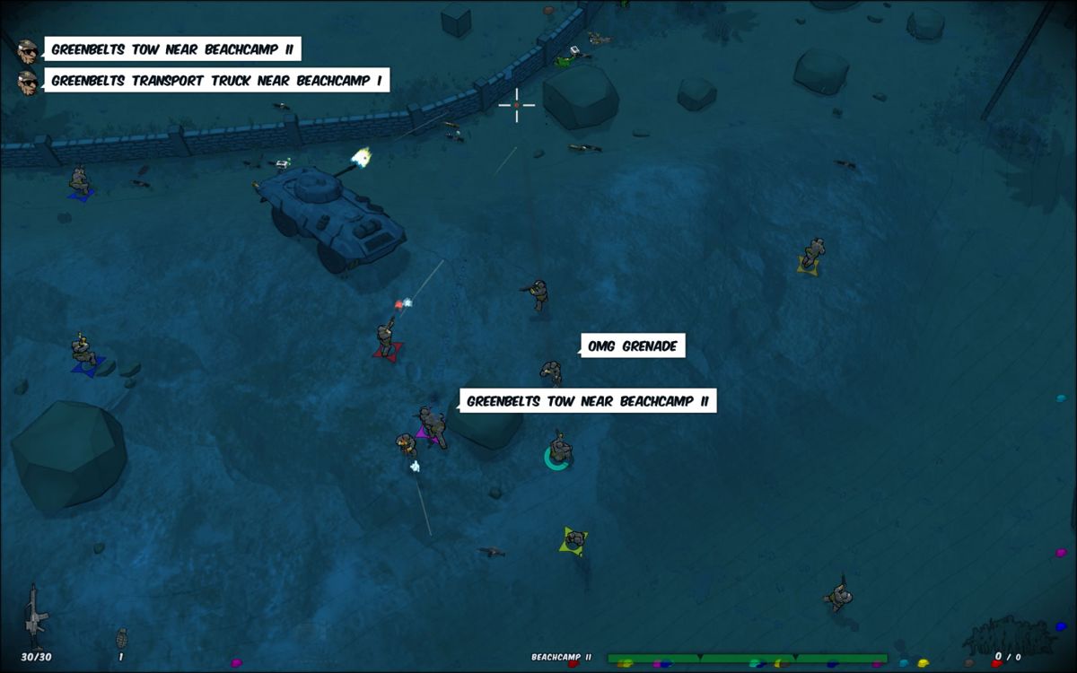 Running with Rifles (Windows) screenshot: Soldiers constantly give feedback.