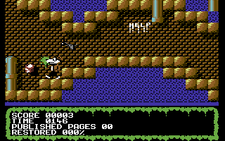 Round the Bend! (Commodore 64) screenshot: Bats are hard to dodge