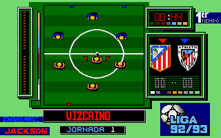 Simulador Profesional de Fútbol (DOS) screenshot: Kick off