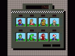 Super Mario Kart (SNES) screenshot: Character selection