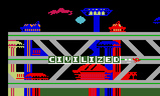 The Jetsons' Ways With Words (Intellivision) screenshot: Nighttime mode. This is the word to be found.