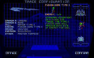 Delta V (DOS) screenshot: Set up your "trace" here.