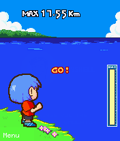 Skipping Stone (J2ME) screenshot: Throw by hitting as high as possible on the power bar.
