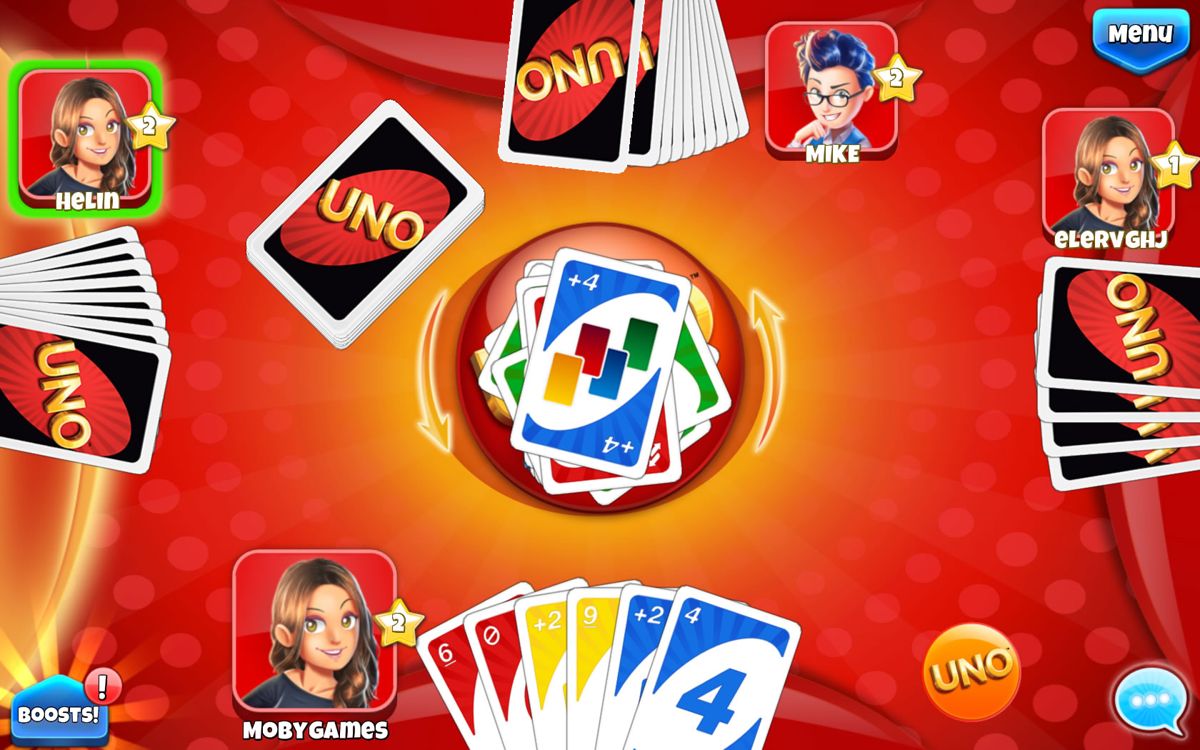 Uno & Friends (Windows Apps) screenshot: A game in progress