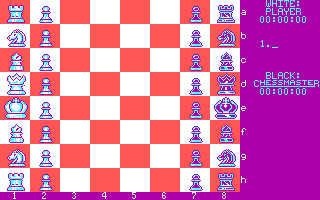 The Chessmaster 2000 (DOS) screenshot: You can rotate the board and change colors (CGA)