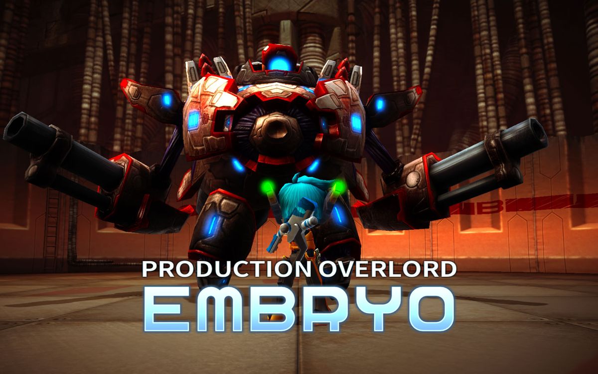 Assault Android Cactus (Windows) screenshot: The introduction of Embryo, the first Section Lord