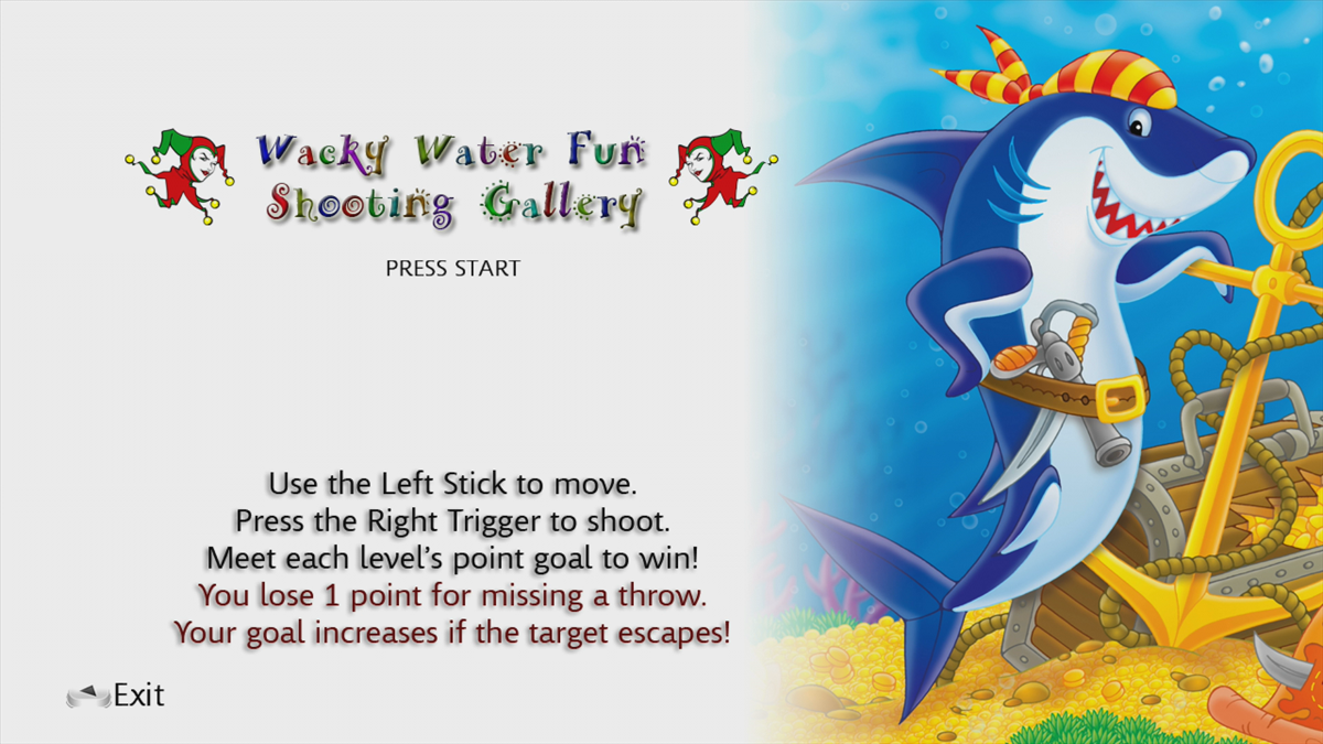 Wacky Water Fun (Xbox 360) screenshot: Title screen (Trial version)