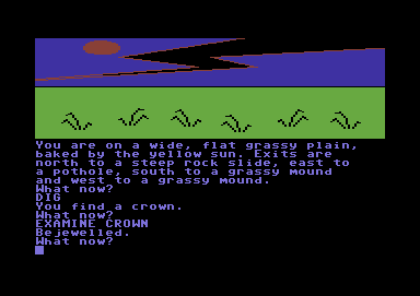 Red Moon (Commodore 64) screenshot: First commands