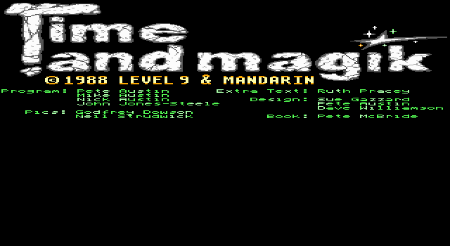 Time and Magik: The Trilogy (DOS) screenshot: Title screen (EGA)