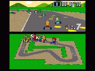 Super Mario Kart (SNES) screenshot: Racing queen uh... Princess :)