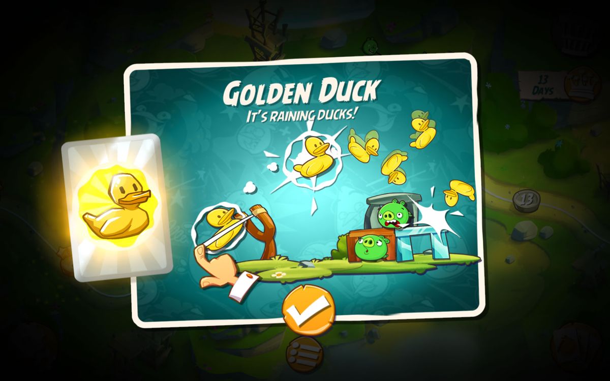 Angry Birds 2 (Android) screenshot: The Golden Duck spell has been unlocked.
