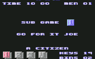 Joe Blade II (Commodore 64) screenshot: Subgame 1
