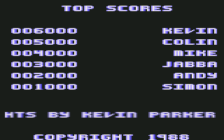 Joe Blade II (Commodore 64) screenshot: High scores