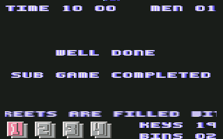 Joe Blade II (Commodore 64) screenshot: I beat subgame 1
