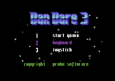 Dan Dare III: The Escape (Commodore 64) screenshot: Options