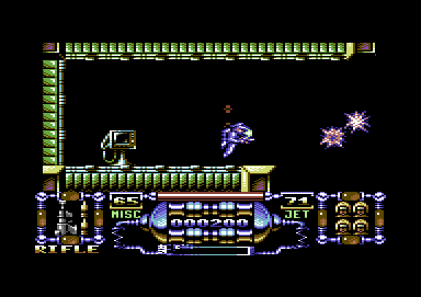 Dan Dare III: The Escape (Commodore 64) screenshot: Enemy destroyed