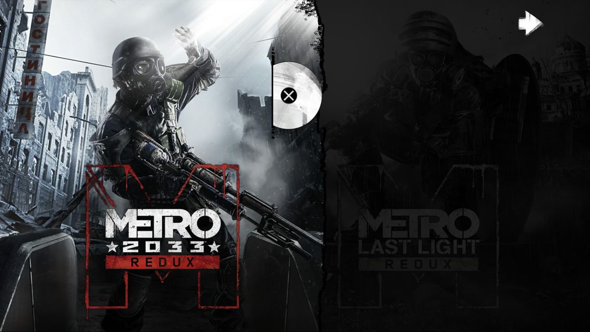 Metro: Redux (PlayStation 4) screenshot: Main menu, Metro 2033 Redux selected