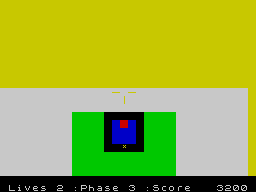 3D Tunnel (ZX Spectrum) screenshot: The first glimpse of a frog.