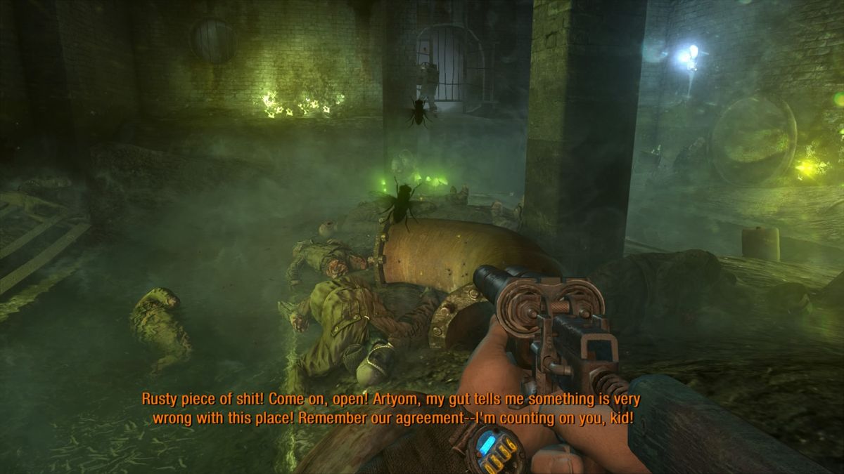 Metro 2033: Redux (PlayStation 4) screenshot: Notice the flies walking on your gas mask