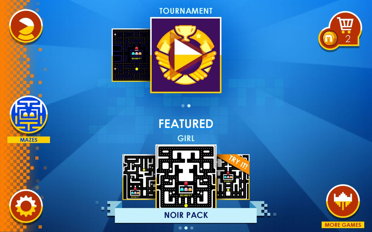 Pac-Man + Tournaments (Android) screenshot: Main menu