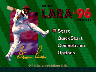 Brian Lara Cricket '96 (Genesis) screenshot: Main menu