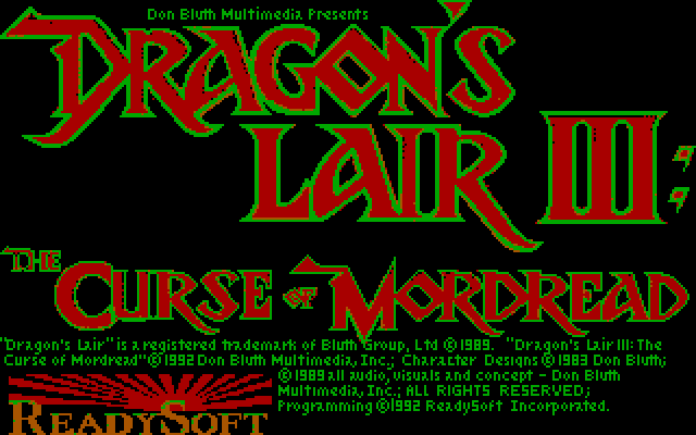 Dragon's Lair III: The Curse of Mordread (DOS) screenshot: Title screen (CGA)