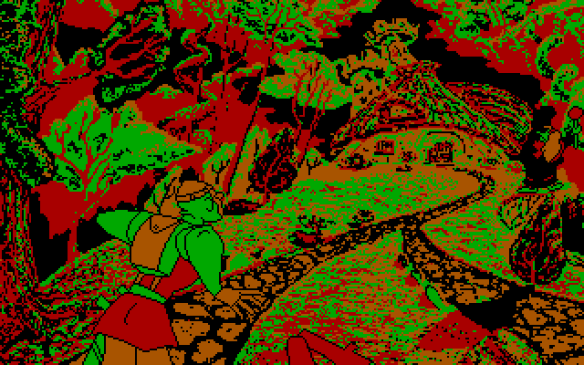 Dragon's Lair III: The Curse of Mordread (DOS) screenshot: Gameplay (CGA)