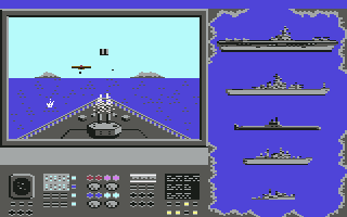 Battleship (Commodore 64) screenshot: Firing your guns