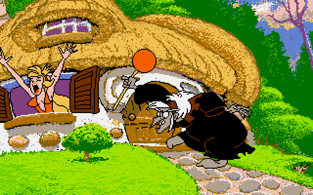 Dragon's Lair III: The Curse of Mordread (DOS) screenshot: My beautiful Daphne is in danger...again.