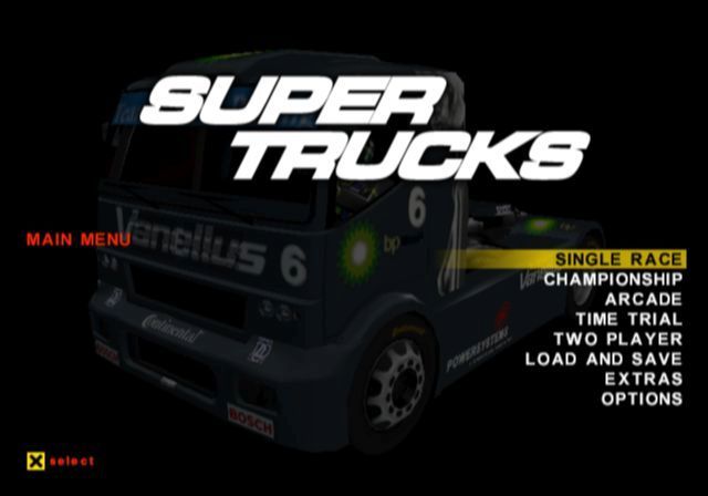 Super Trucks Racing (PlayStation 2) screenshot: The game's main menu