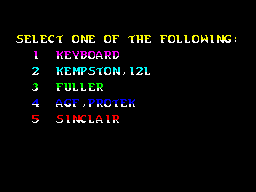 Alchemist (ZX Spectrum) screenshot: Select controls.