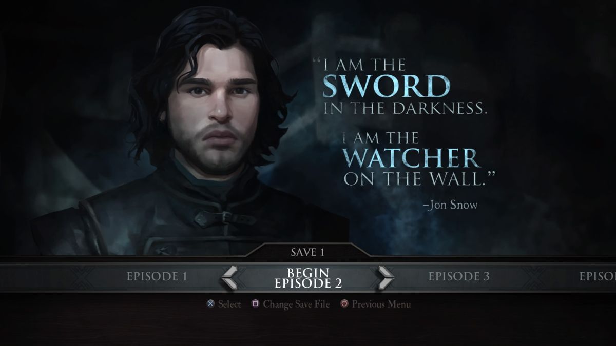 Game of Thrones: Episode Two of Six - The Lost Lords (PlayStation 4) screenshot: Episode 2 launch screen