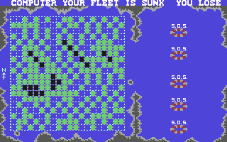 Battleship (Commodore 64) screenshot: Winning the game