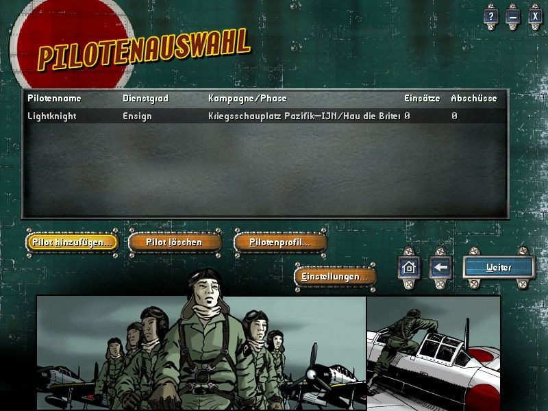 Microsoft Combat Flight Simulator 2: WW II Pacific Theater (Windows) screenshot: Pilots roster