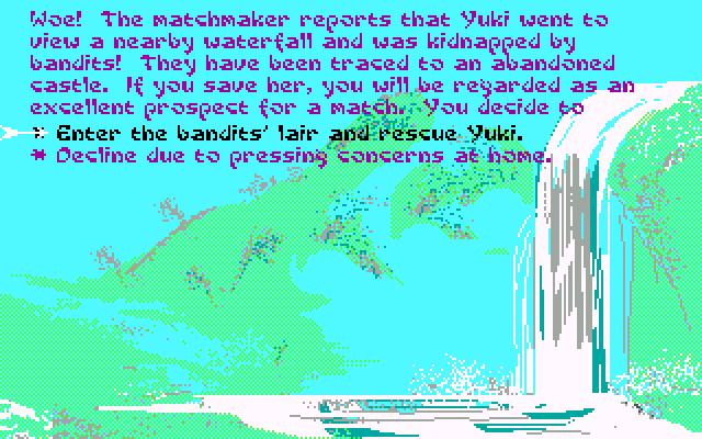 Sword of the Samurai (DOS) screenshot: Kidnapping screen