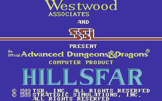 Hillsfar (Commodore 64) screenshot: Title screen