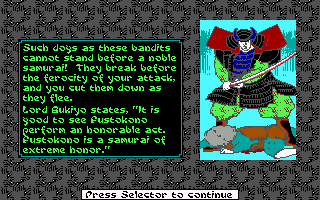 Sword of the Samurai (DOS) screenshot: You broke the bandits!