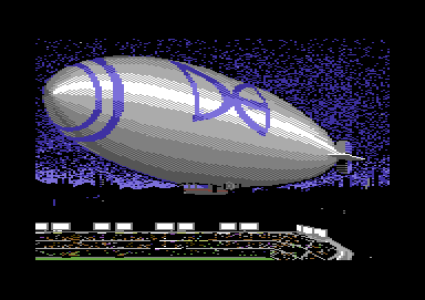 ABC Monday Night Football (Commodore 64) screenshot: The Data East blimp flies over the stadium