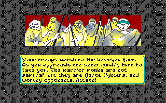 Sword of the Samurai (DOS) screenshot: Attack the monk fort?