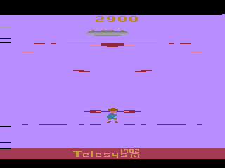 Cosmic Creeps (Atari 2600) screenshot: I ran out of time and the planet's orbit decayed. I didn't save enough Kids.