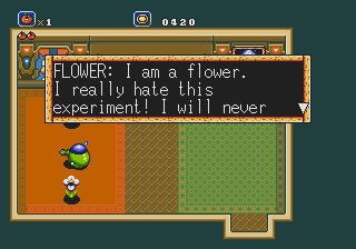 Crusader of Centy (Genesis) screenshot: The flower shows its intelligence after a game of "cross the river".