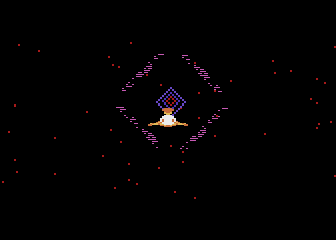 Master of the Lamps (Atari 8-bit) screenshot: Approaching the diamonds