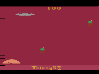 Cosmic Creeps (Atari 2600) screenshot: A Cosmic Creep made it to the space station.