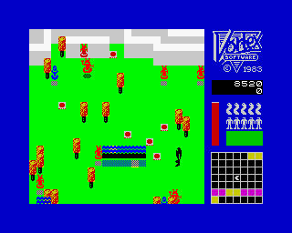 Android Two (ZX Spectrum) screenshot: The hunting has begun (the party has, look at the happy faces of everyone)